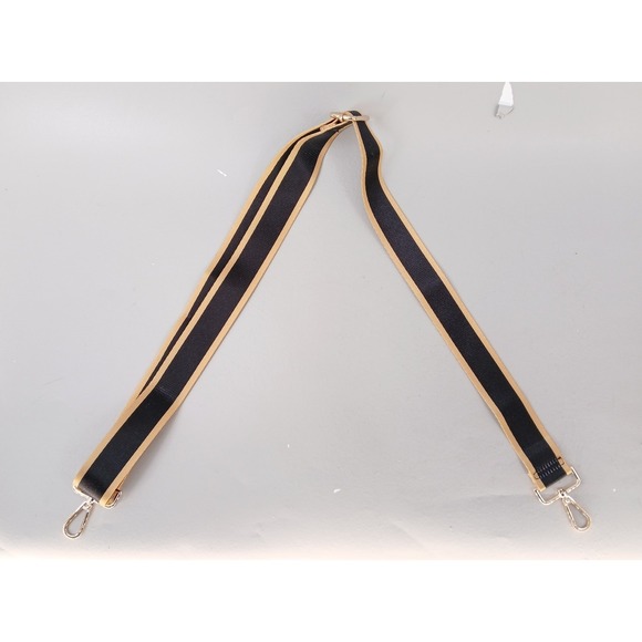 Guitar Style Purse Replacement Strap Black Gold Striped Adjustable Webbing - Picture 3 of 3